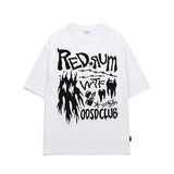Odd Studio (オッドスタジオ) Red Rum Graphic Oversized Fit T-shirt - white