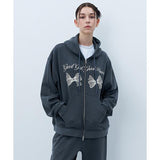 NCOVER（エンカバー）TWIN RIBBON PIGMENT HOODIE ZIPUP-CHARCOAL