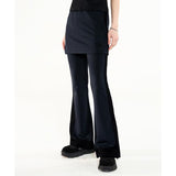 Odd Studio (オッドスタジオ) Layered Bootcut Jersey Pants - navy/black