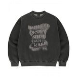 mahagrid (マハグリッド) GRUNGE SLOGAN PIGMENT SWEATSHIRT CHARCOAL(MG2EFMM451A)