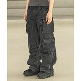 マスノウン(MASSNOUN)  M6X SNAP CARGO DENIM PANTS MSFJP001-BK