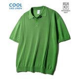 JEMUT (ジェモッ) Epic Like Linen Short Collar Knit Green SOKN2562