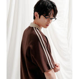 JEMUT (ジェモッ) Forward Overfit Collar Short T-Shirts Brown OYST2559