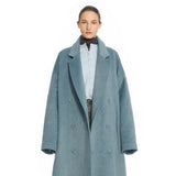 レイブレス(LABELESS) BLUE WOOL DOUBLE BREASTED LONG COAT