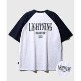 JEMUT (ジェモッ) Lightning Raglan Short T-Shirts WhiteNavy SOST2569