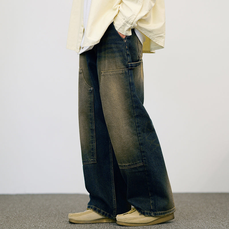 ジェモッ(JEMUT) Yellow Washing Double Knee Denim Pants 1種 SOLP2588
