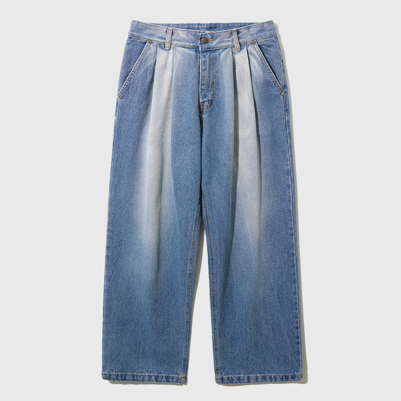 ジェモッ(JEMUT) Ice Two Tuck Washing Wide Denim Pants 1種 SOLP2485