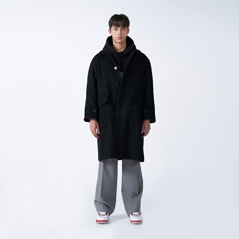 アクメドラビ(acme' de la vie) BALMACAAN WOOL AND CASHMERE LONG COAT BLACK