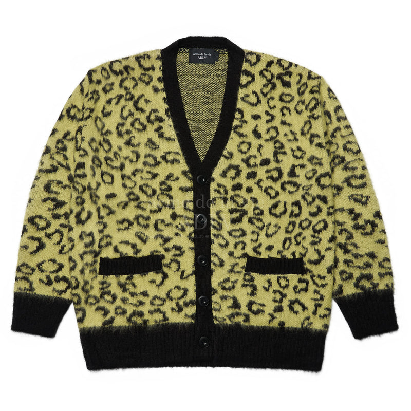アクメドラビ(acme' de la vie) LEOPARD MOHAIR CARDIGAN YELLOW