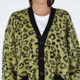 アクメドラビ(acme' de la vie) LEOPARD MOHAIR CARDIGAN YELLOW