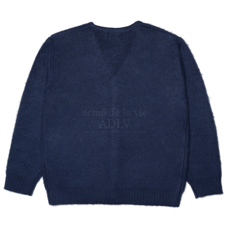 アクメドラビ(acme' de la vie) ADLV OLD SCHOOL LOGO MOHAIR CARDIGAN NAVY