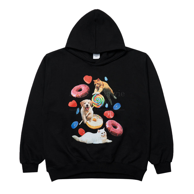 アクメドラビ(acme' de la vie) CANDY, CAT AND DOG HOODIE BLACK