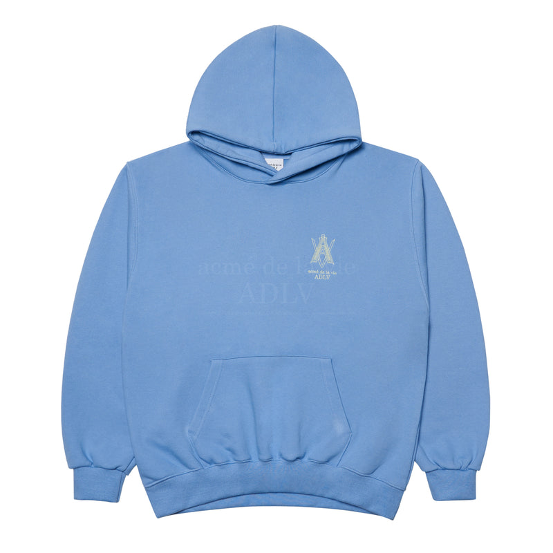 アクメドラビ(acme' de la vie) AV COLOR EMBOIDERY LOGO HOODIE LIGHT INDIGO BLUE