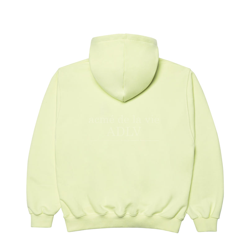 アクメドラビ(acme' de la vie) AV COLOR EMBOIDERY LOGO HOODIE LIGHT YELLOW