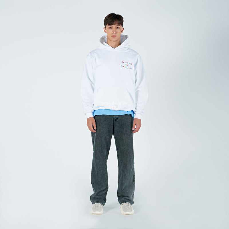アクメドラビ(acme' de la vie) COLORFUL EMBROIDERY HOODIE WHITE