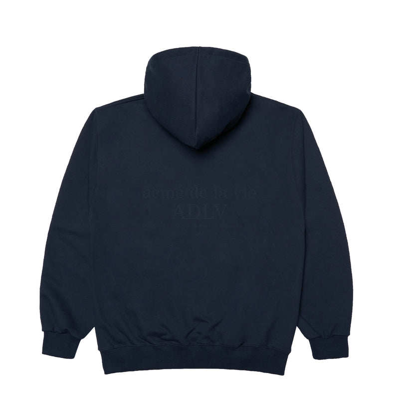 アクメドラビ(acme' de la vie) CHECK LOGO HOODIE NAVY