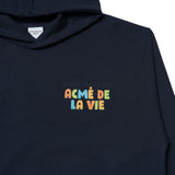 アクメドラビ(acme' de la vie) CHECK LOGO HOODIE NAVY