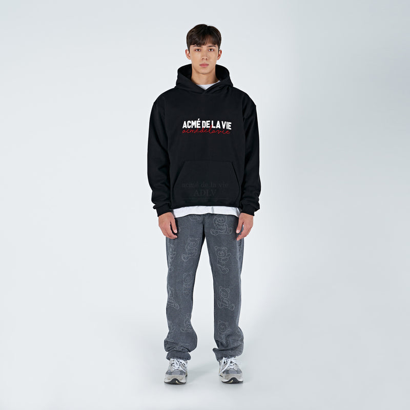 アクメドラビ(acme' de la vie) CURSIVE LOGO HOODIE BLACK