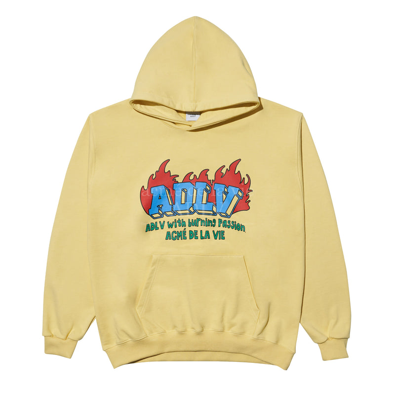 アクメドラビ(acme' de la vie)  FIRE LOGO HOODIE MUSTARD