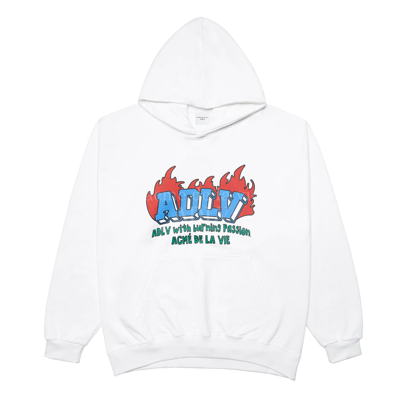 アクメドラビ(acme' de la vie)  FIRE LOGO HOODIE WHITE