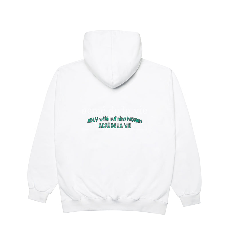 アクメドラビ(acme' de la vie)  FIRE LOGO HOODIE WHITE