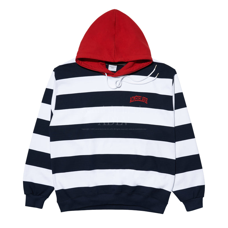 アクメドラビ(acme' de la vie) STRIPE ARCH LOGO HOODIE NAVY