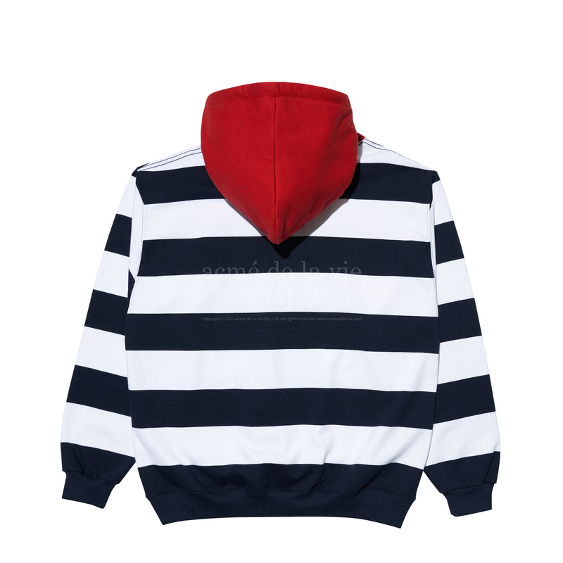 アクメドラビ(acme' de la vie) STRIPE ARCH LOGO HOODIE NAVY