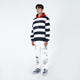 アクメドラビ(acme' de la vie) STRIPE ARCH LOGO HOODIE NAVY