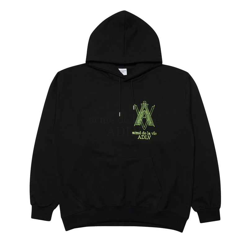 アクメドラビ(acme' de la vie) AV LOGO TUFT EMBROIDERY HOODIE BLACK