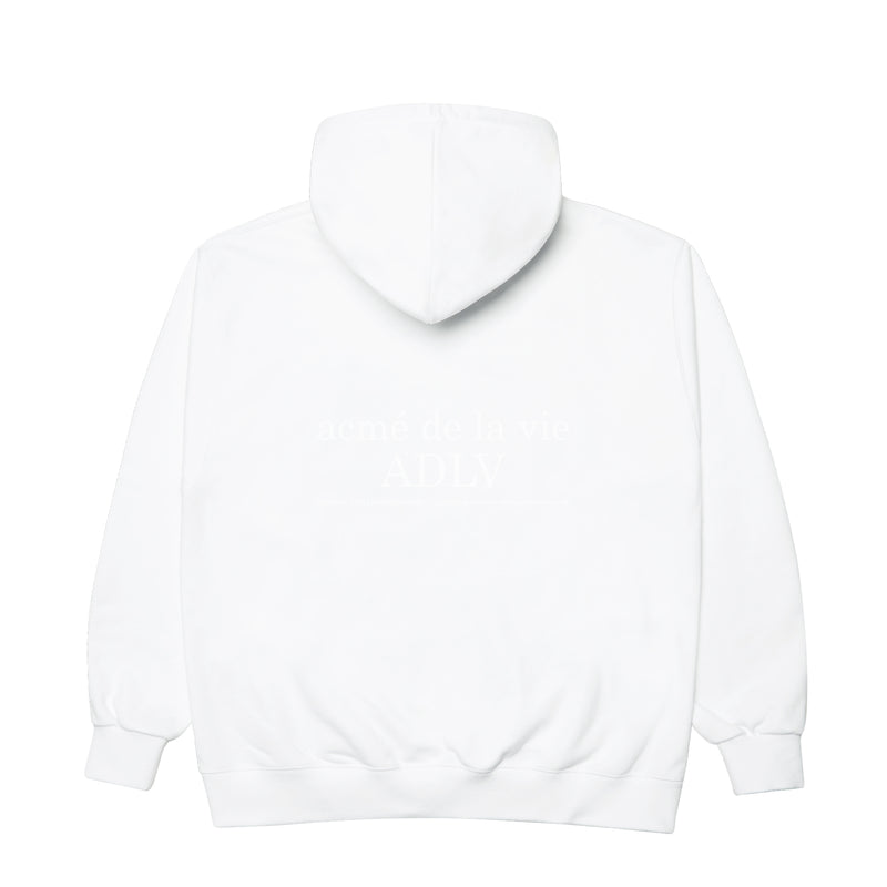 アクメドラビ(acme' de la vie) AV LOGO TUFT EMBROIDERY HOODIE WHITE