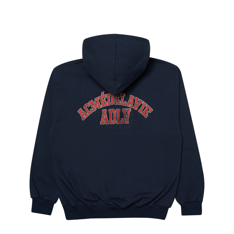 アクメドラビ(acme' de la vie) VINTAGE OLD SCHOOL LOGO HOODIE NAVY