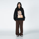 アクメドラビ(acme' de la vie) WIDE PINTUCK EMBROIDERED CHECK SLACKS BROWN