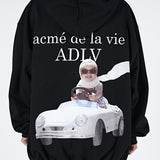 アクメドラビ(acme' de la vie)  ADLV BABY FACE HOODIE BLACK SPORTS CAR GIRL