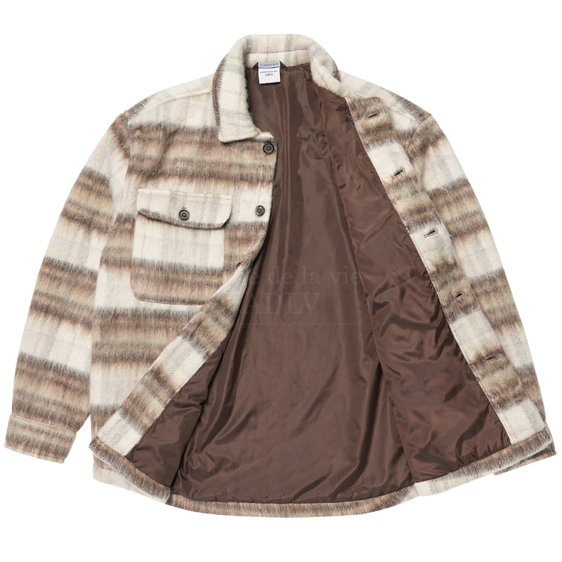 アクメドラビ(acme' de la vie) ADLV EMBROIDERED LOGO MOHAIR CHECK SHIRT JACKET BROWN