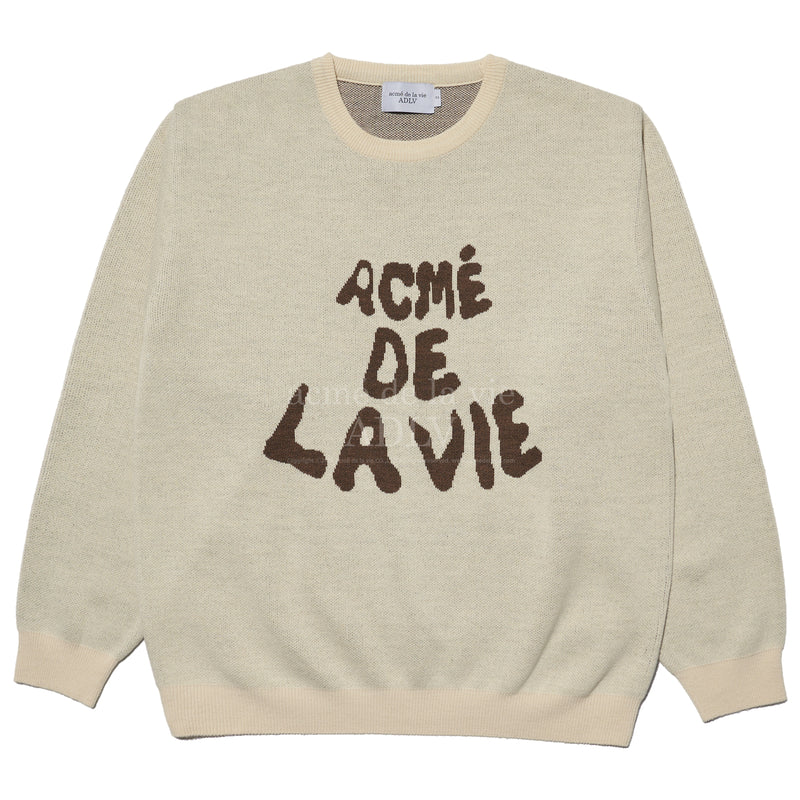 アクメドラビ(acme' de la vie)   ADLV FRONT FULL LOGO KNIT BEIGE