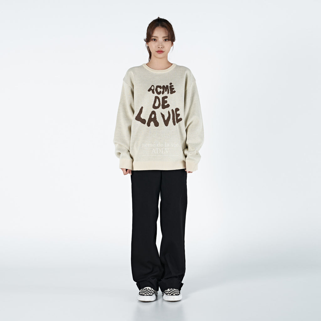 アクメドラビ(acme' de la vie) ADLV FRONT FULL LOGO KNIT BEIGE