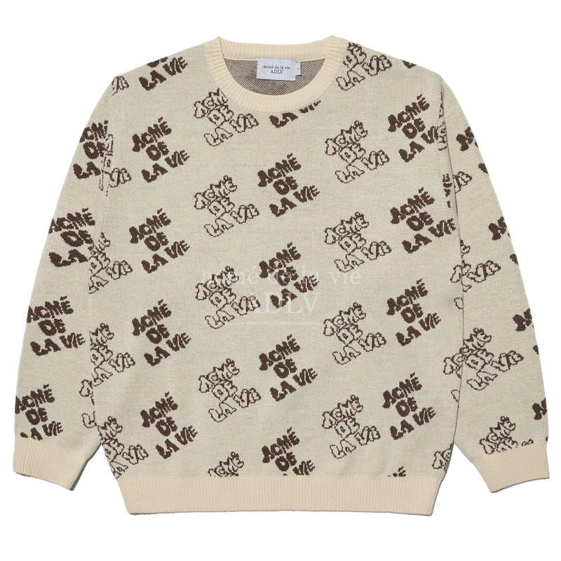 アクメドラビ(acme' de la vie)   ADLV LOGO PATTERN KNIT BEIGE