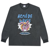 アクメドラビ(acme' de la vie) PINK RABBIT LONG SLEEVE T-SHIRT WASHING CHARCOAL