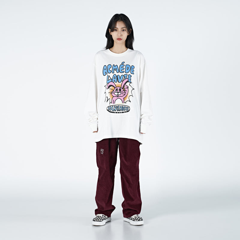 アクメドラビ(acme' de la vie)  PINK RABBIT LONG SLEEVE T-SHIRT WASHING WHITE