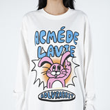アクメドラビ(acme' de la vie)  PINK RABBIT LONG SLEEVE T-SHIRT WASHING WHITE