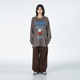 アクメドラビ(acme' de la vie) RED T-SHIRT RABBIT LONG SLEEVE T-SHIRT WASHING BROWN