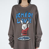 アクメドラビ(acme' de la vie) RED T-SHIRT RABBIT LONG SLEEVE T-SHIRT WASHING BROWN