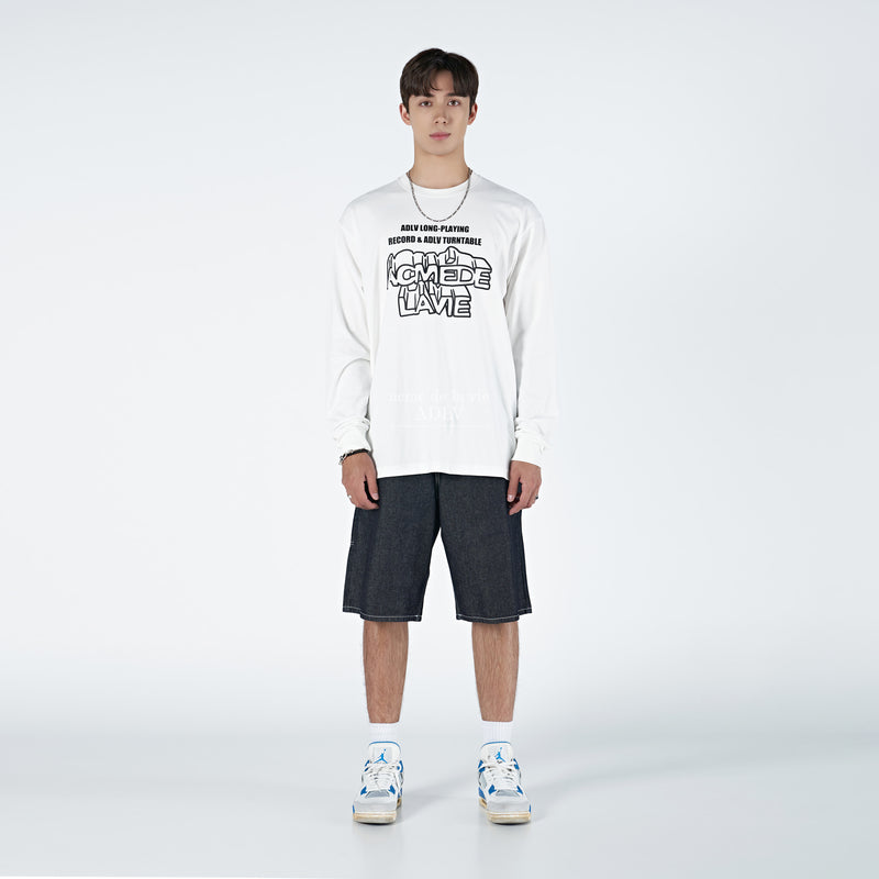 アクメドラビ(acme' de la vie) TURNTABLE LONG SLEEVE T-SHIRT WASHING WHITE