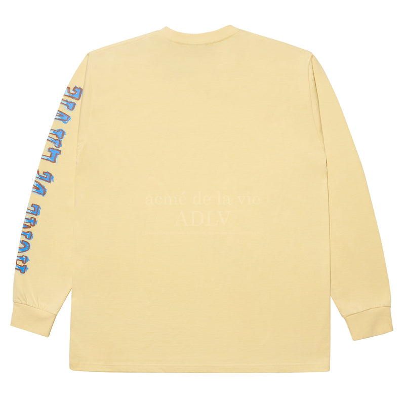 アクメドラビ(acme' de la vie)   CRAYON LOGO LONG SLEEVE T-SHIRT LIGHT YELLOW