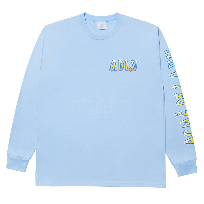 アクメドラビ(acme' de la vie)   CRAYON LOGO LONG SLEEVE T-SHIRT SKYBLUE