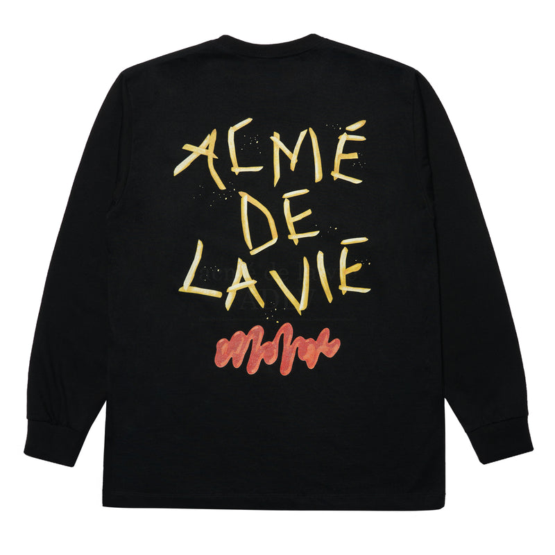 アクメドラビ(acme' de la vie)  FRENCH FRIES LONG SLEEVE T-SHIRT BLACK