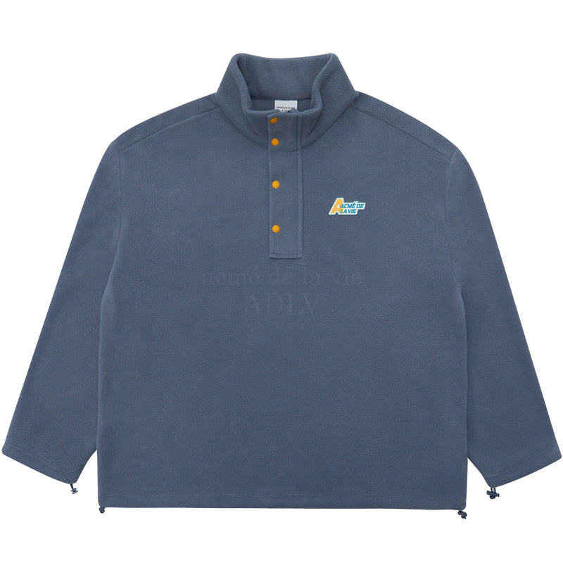 アクメドラビ(acme' de la vie) ADLV WAPPEN LOGO FLEECE HALF ZIP-UP INDIGO BLUE