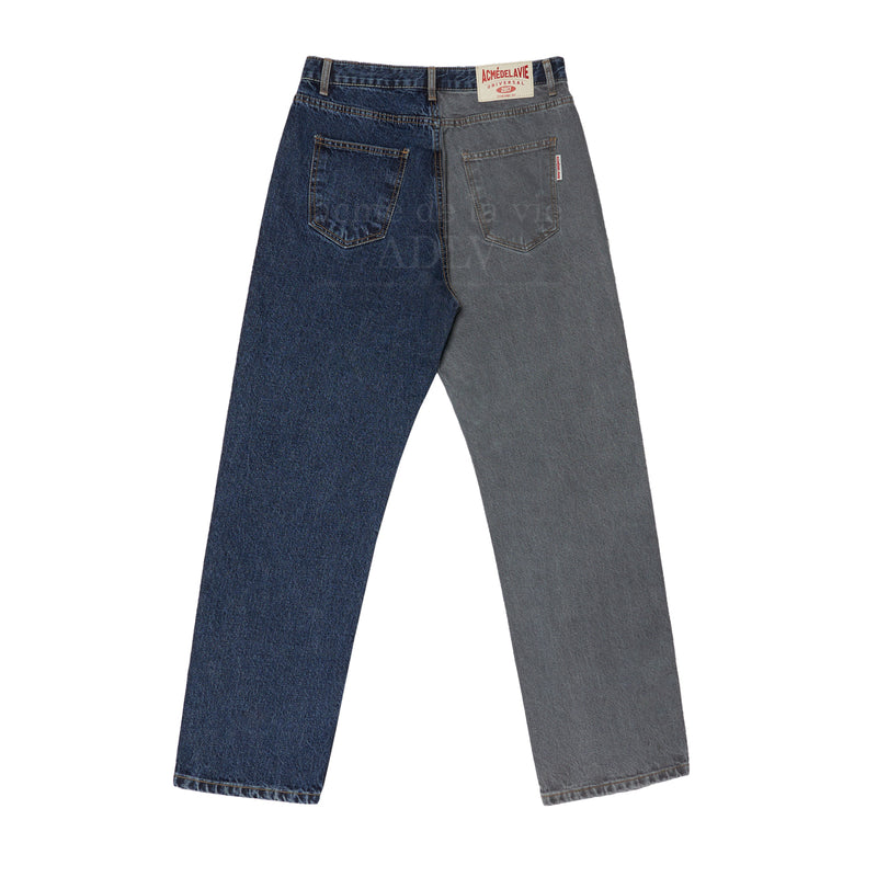 アクメドラビ(acme' de la vie) HALF AND HALF DENIM PANTS BLUE/BLACK