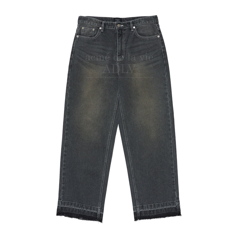 アクメドラビ(acme' de la vie) HEM CUTTING WASHING DENIM PANTS BLACK