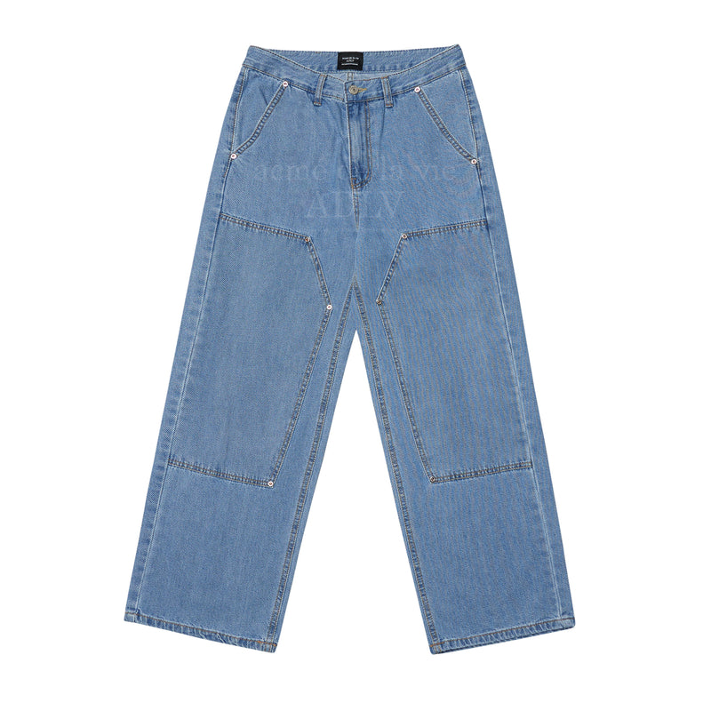 アクメドラビ(acme' de la vie) RIVET PATCHWORK WIDE TWILL DENIMBLUE